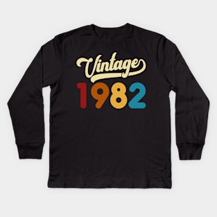 1982 Vintage Gift 38th Birthday Retro Style Kids Long Sleeve T-Shirt